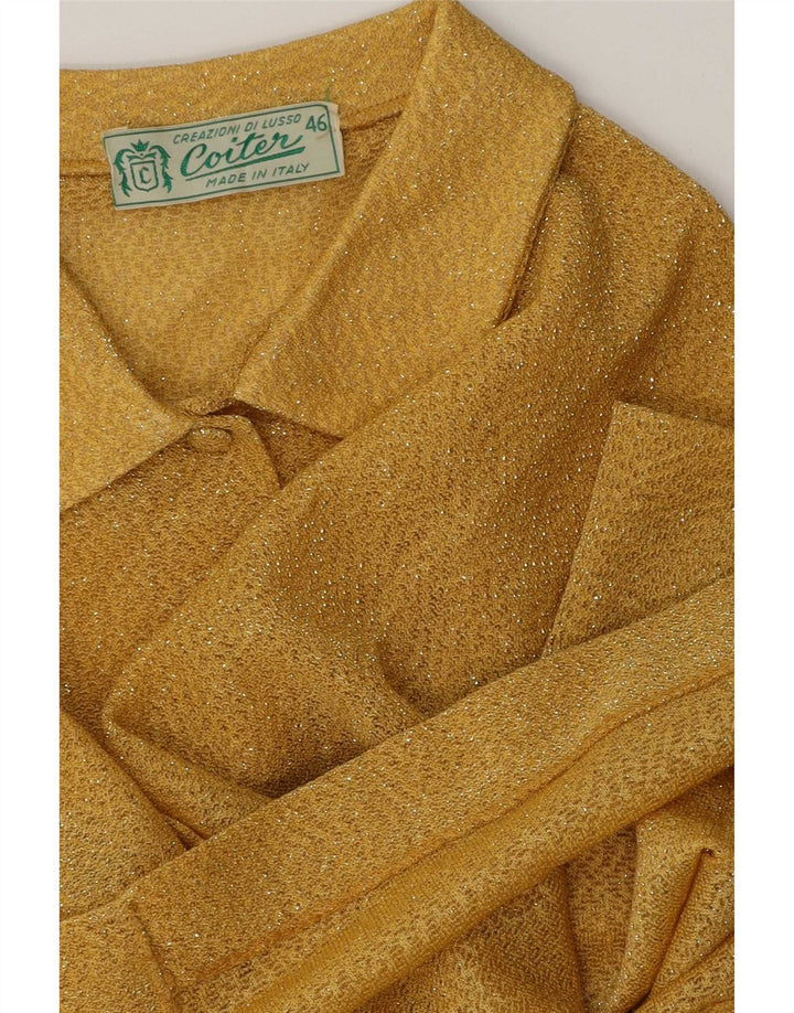Vintage mujer camisa blusa IT 46 grande amarillo