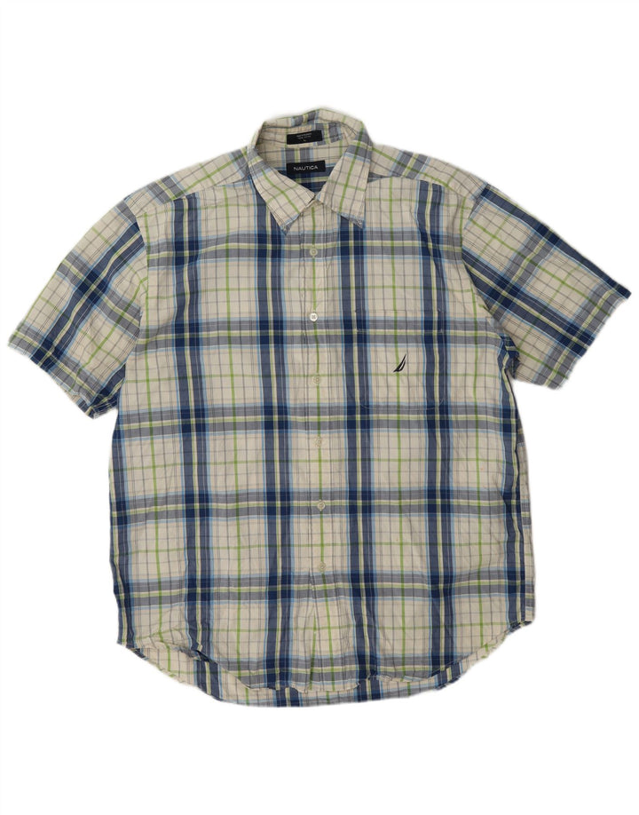 Nautica Camisa De Manga Corta Para Hombre De Algodón Con Cuadros Multicolores Grandes