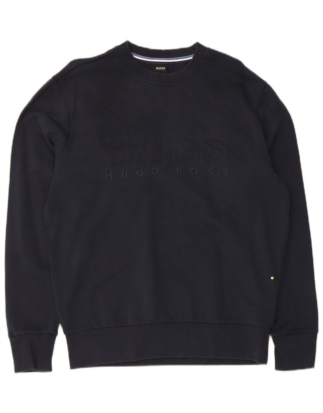 HUGO BOSS Hombre | Sudadera con gráfico tipo jersey de algodón azul marino mediano