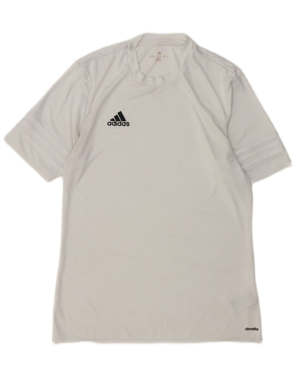 ADIDAS Hombres Climalite Camiseta Top Medio Blanco Poliéster