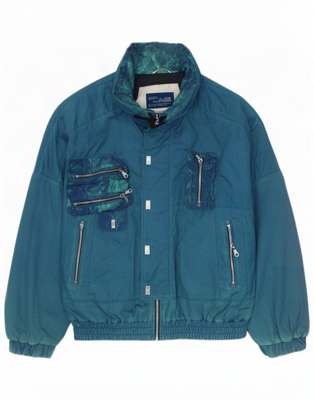 Chaqueta bomber vintage para hombre IT 50 Poliéster azul grande