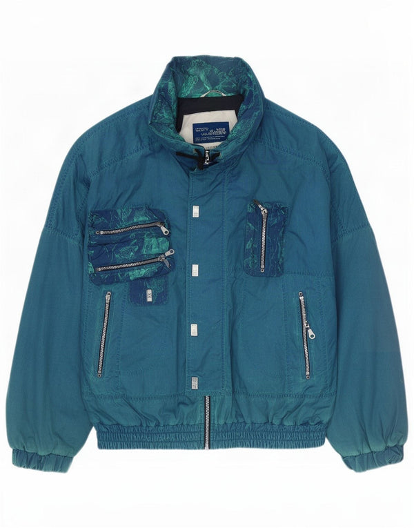 Vintage Mens Bomber Jacket IT 50 Large Blue Polyester