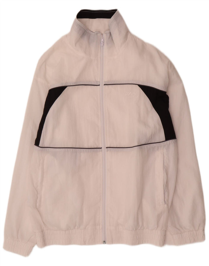 Vintage mujer chándal top chaqueta Reino Unido 12 medio blanco colorblock