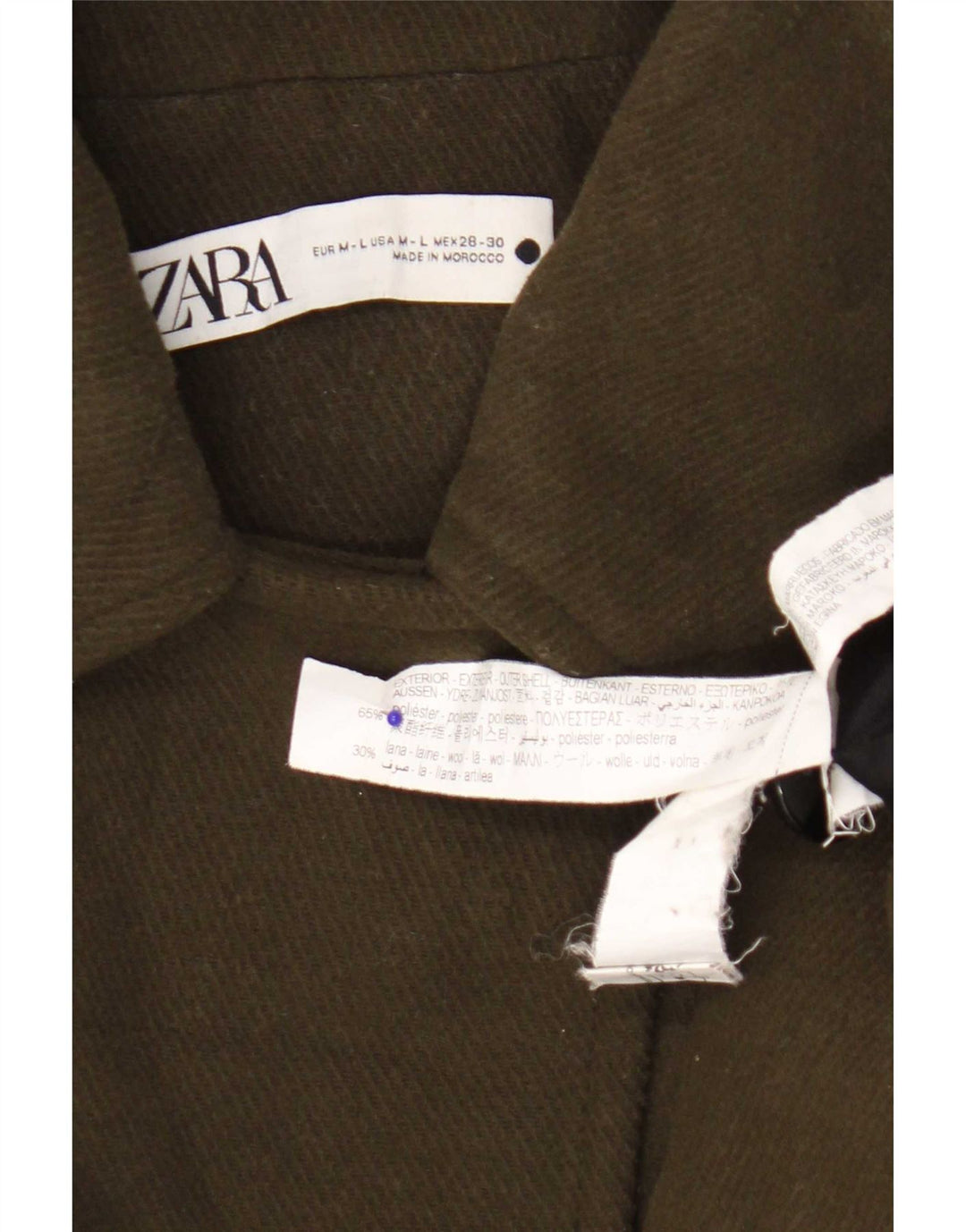 Zara Mujer Capa Chaqueta UK 40 Mediano Caqui Poliéster