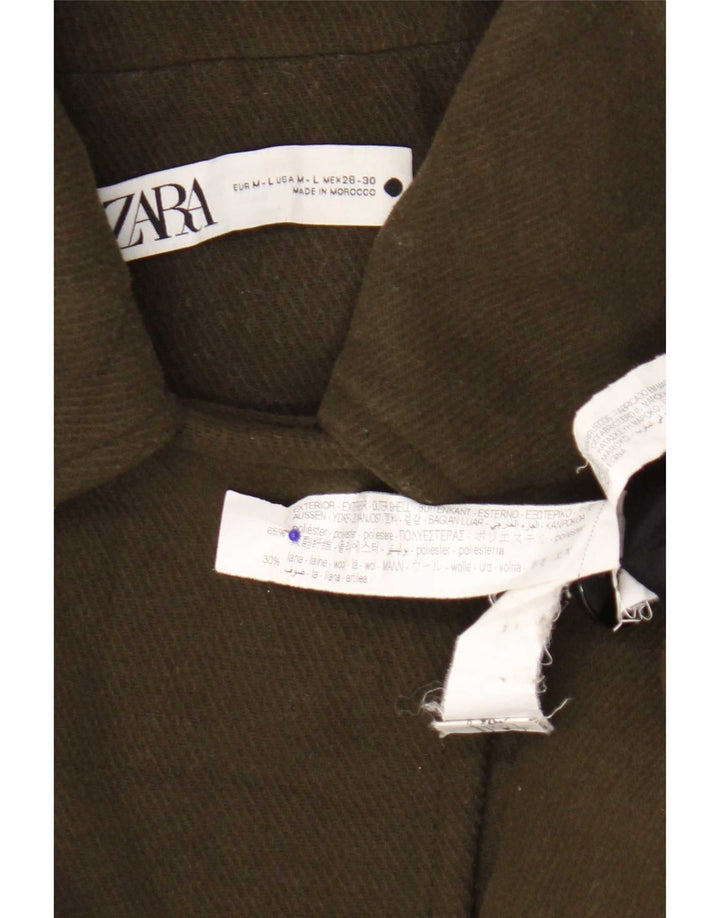 Zara Mujer Capa Chaqueta UK 40 Mediano Caqui Poliéster