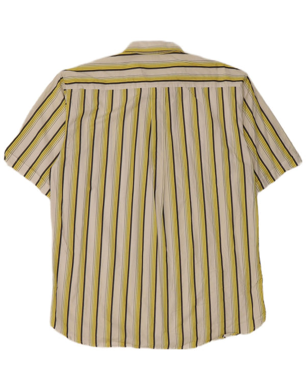 Vintage hombres camisa de manga corta tamaño 42 16 1/2 algodón de rayas blancas grandes