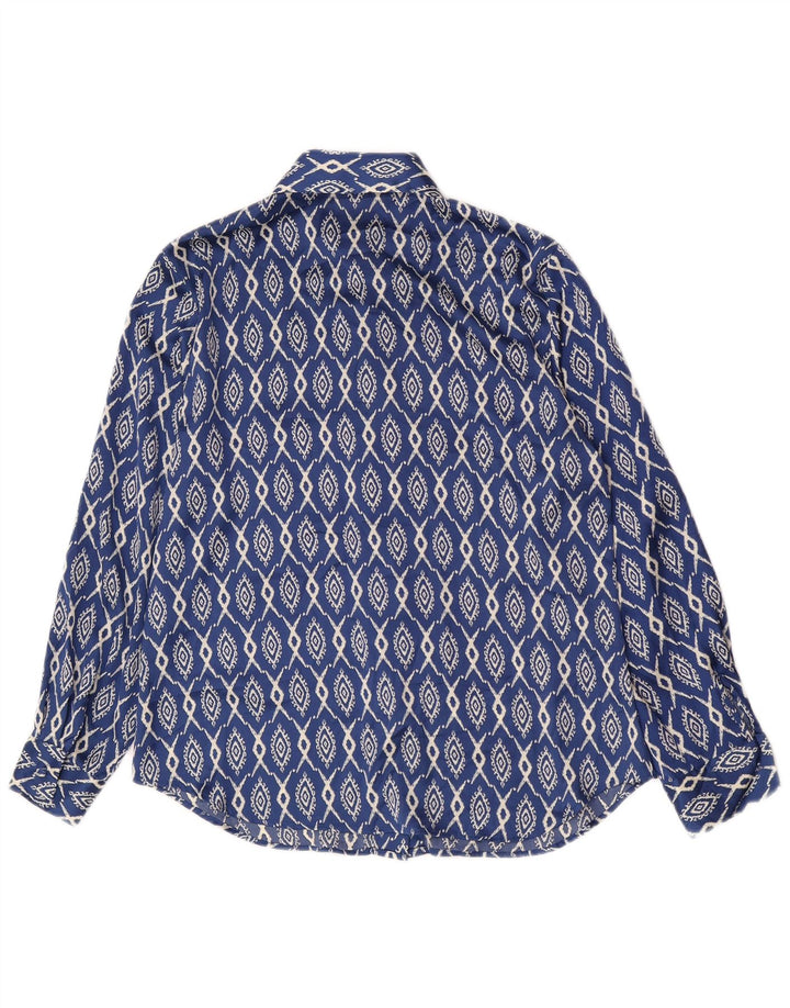 Zara Mujer Camisa UK 10 Small Azul Ikat