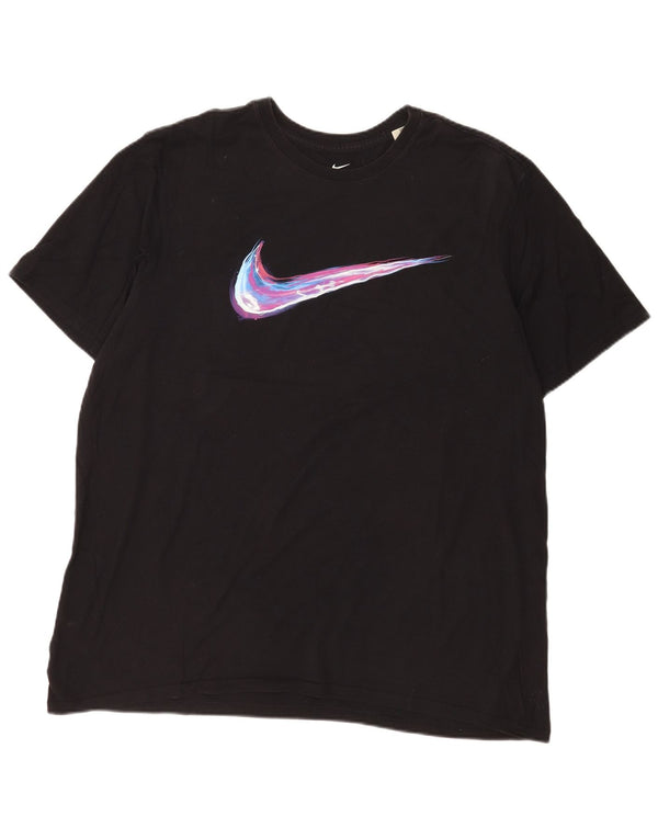 NIKE Camiseta gráfica de corte atlético para hombre, talla 2XL, algodón negro