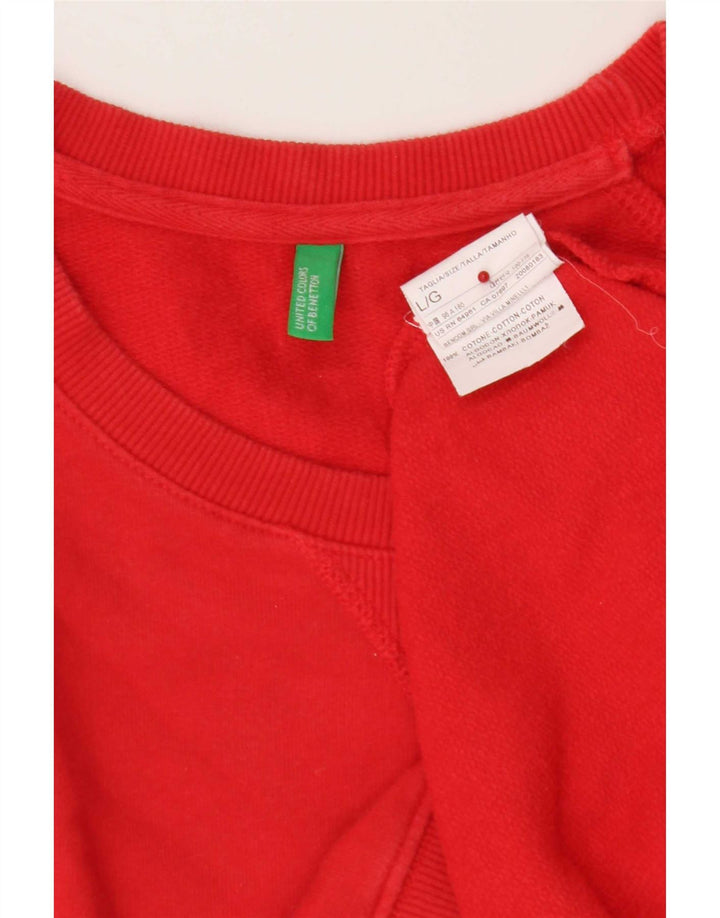 Benetton Hombre Sudadera Jumper Large Rojo Algodón
