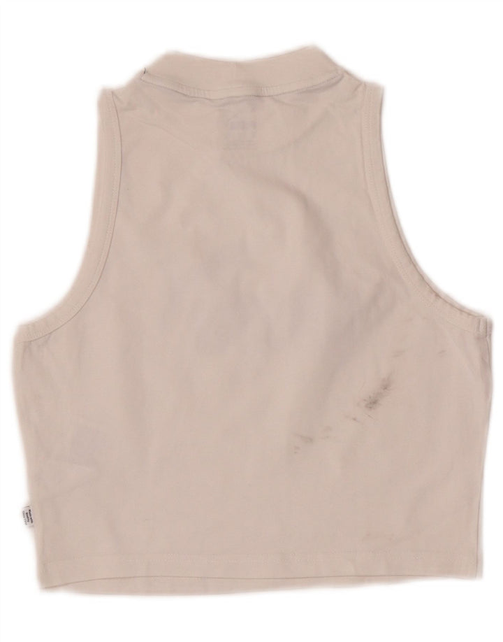Puma Mujer Crop Graphic Chaleco Top UK 12 Medio Algodón Blanco