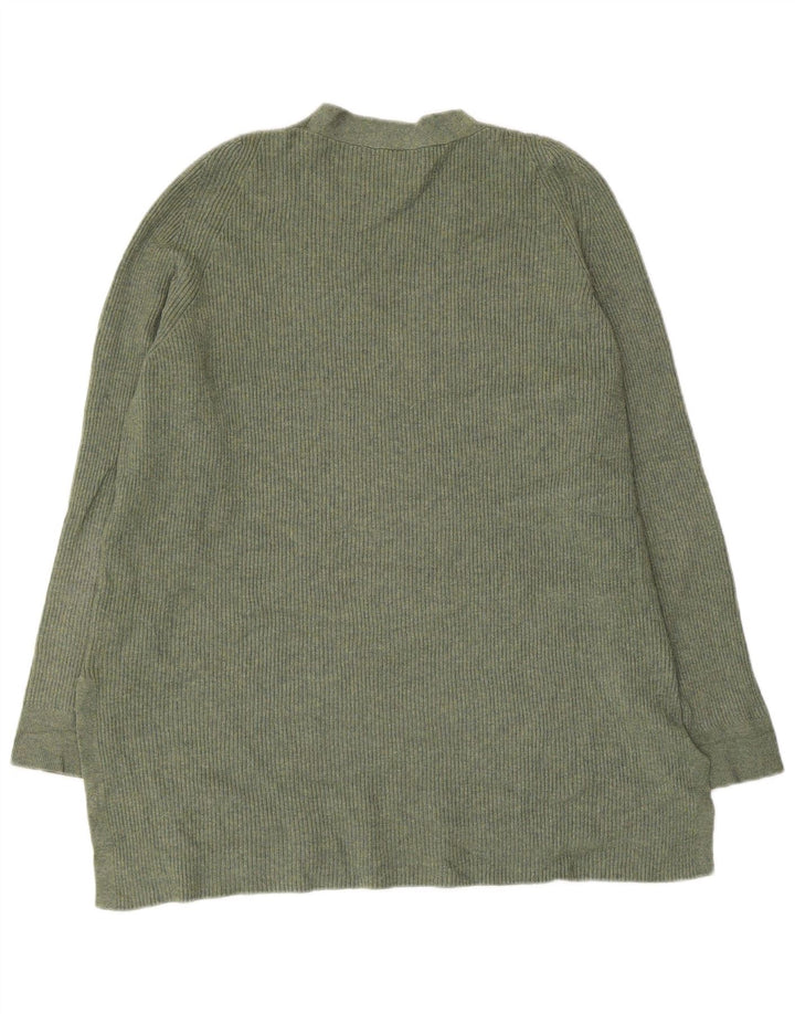 MARKS & SPENCER Suéter con cuello en V para mujer UK 46 Poliéster verde grande