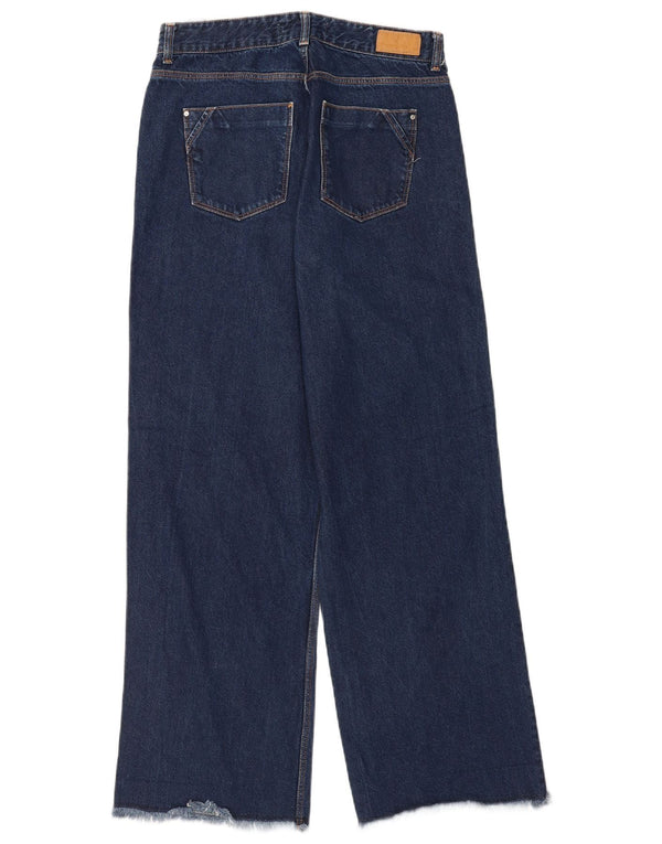 Zara Jeans de pierna ancha para mujer EU 38 Small W28 L31 Algodón azul marino