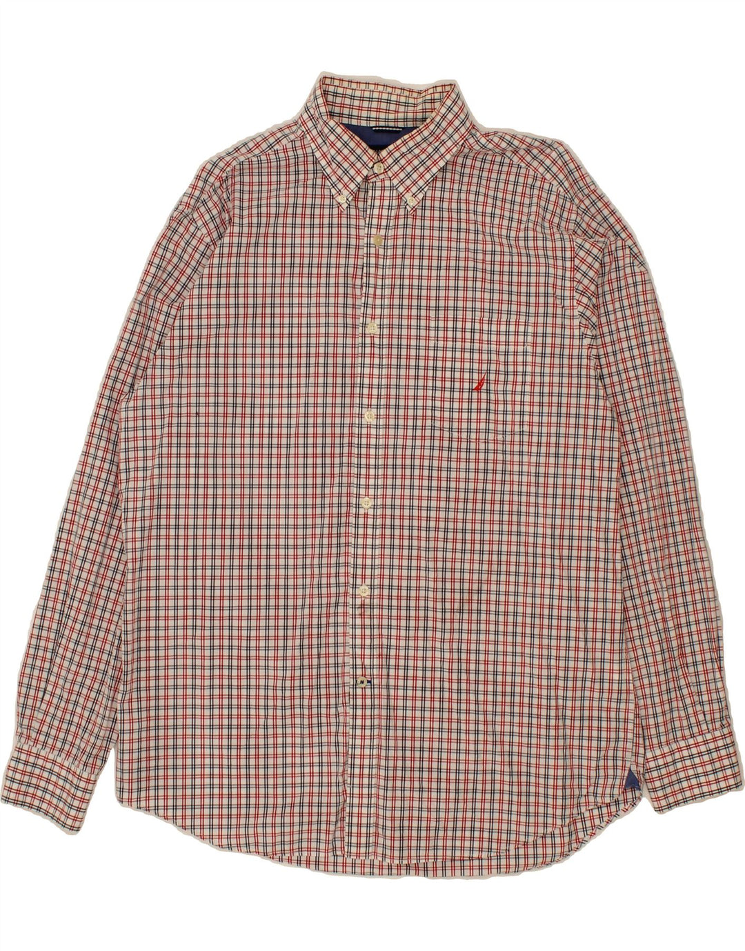 NAUTICA Mens Shirt Large Red Check Cotton Vintage Nautica and Second-Hand Nautica from Messina Hembry 