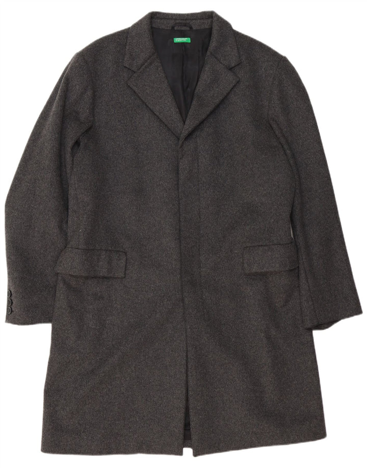 BENETTON Abrigo Hombre IT 52 XL Lana Gris