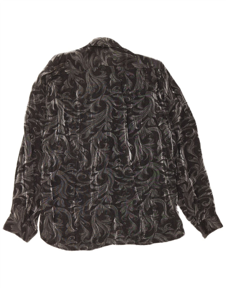 LUCIANA Blusa camisera con volantes en la parte delantera para mujer IT 42 Gris medio Paisley