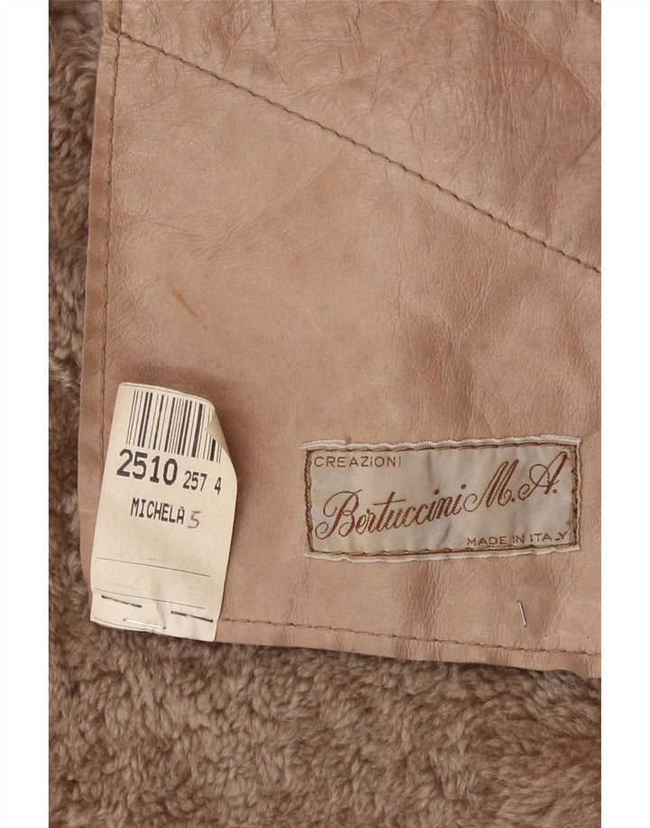 Vintage mujer shearling chaqueta Reino Unido 12 marrón medio clásico