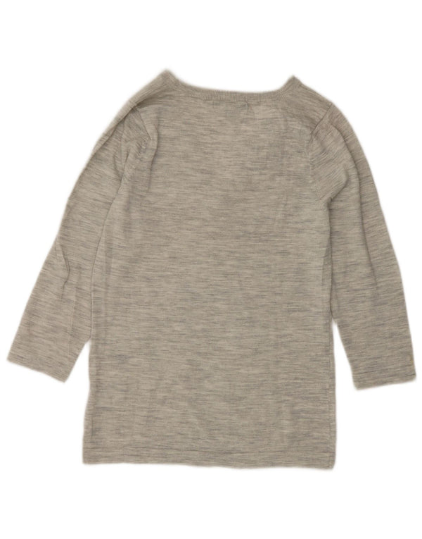 Boden Suéter tipo jersey con cuello en V y manga 3/4 para mujer UK 40 Small Grey Moteado
