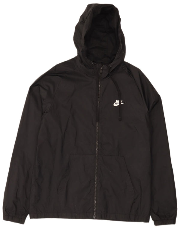 Nike Chaqueta impermeable con capucha para mujer UK 38 Medium Black Nylon Sports
