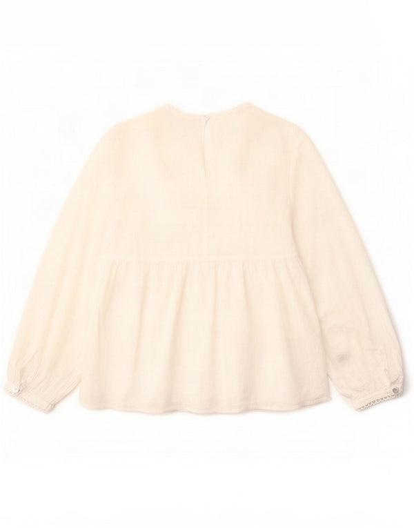 Zara Blusa de manga 3/4 para mujer UK 40 Small White Poliéster