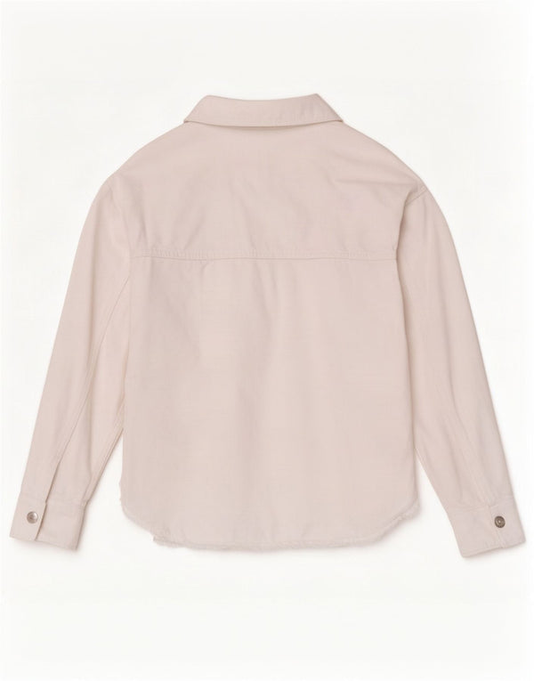 Zara Mujer Camisa Vaquera Extragrande UK 6 XS Algodón Blanco
