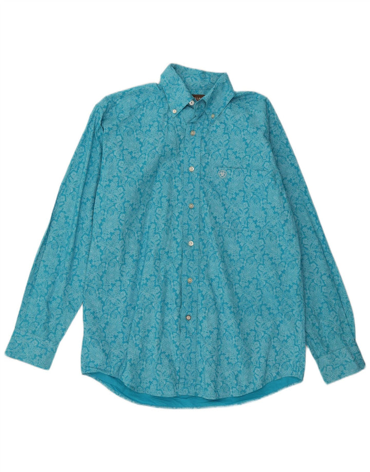 Camisa Ariat Hombre Small Azul Paisley Algodón