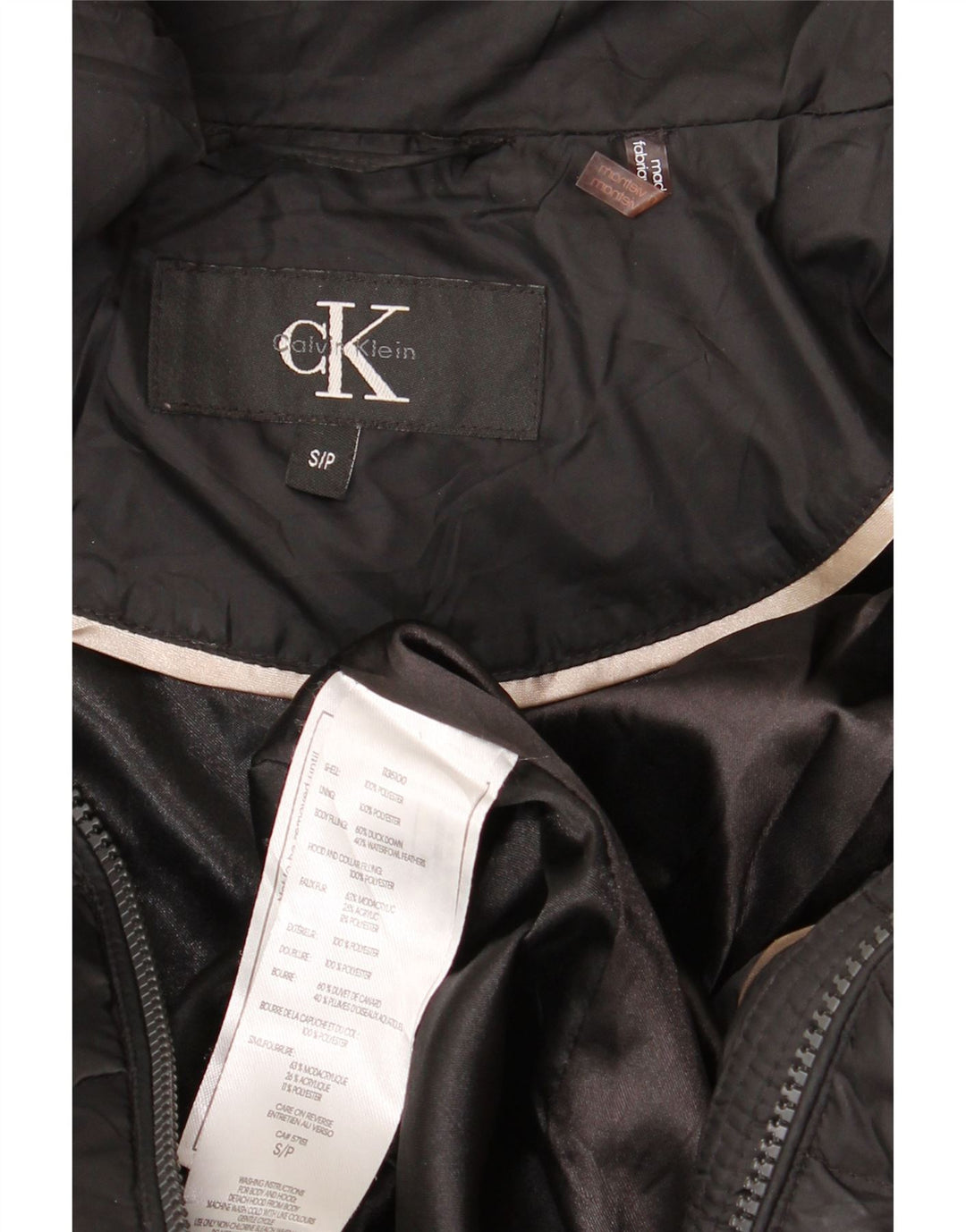 Calvin Klein Chaqueta acolchada para mujer UK 10 Small Poliéster negro