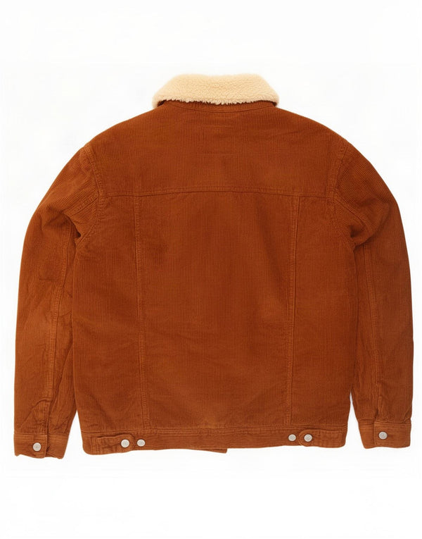 Zara Mens Sherpa Pana Chaqueta Reino Unido 40 Grande Marrón Colorblock Algodón