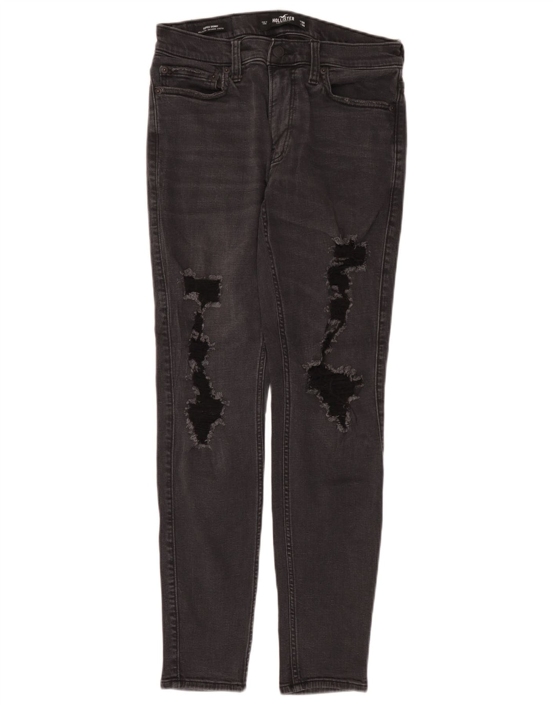 Vaqueros ajustados desgastados para hombre Hollister W30 L30 algodón gris