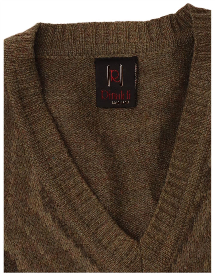 Rinaldi Jersey con Cuello en V para Hombre Jersey Caqui Medio Argyle/Lana Diamante