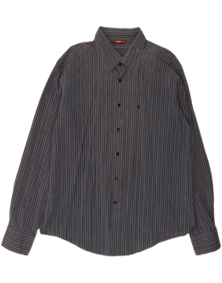 CARRERA Mens Shirt 2XL Navy Blue Striped Cotton Vintage Carrera and Second-Hand Carrera from Messina Hembry 