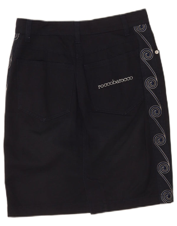 Roccobarocco Falda lápiz para mujer IT 44 Medium W28 Azul marino Geométrico
