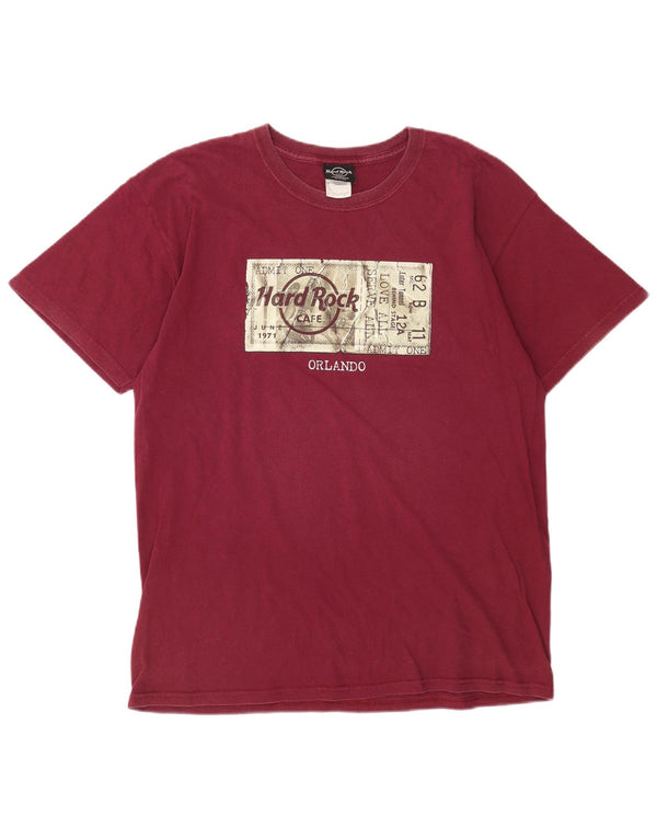 Hard Rock Cafe Mens Orlando Graphic Camiseta Top Grande Algodón Borgoña
