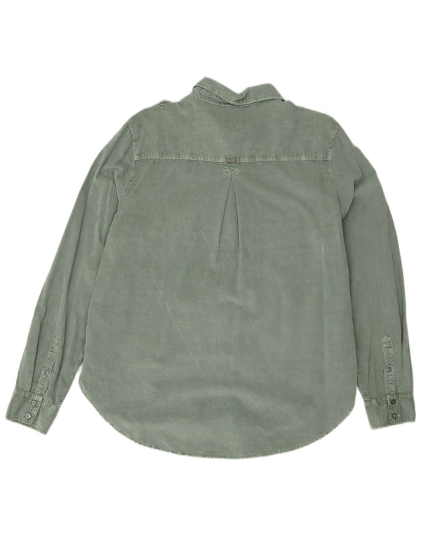 Guess Camisa militar de pana extragrande para mujer Reino Unido 12 Algodón verde medio