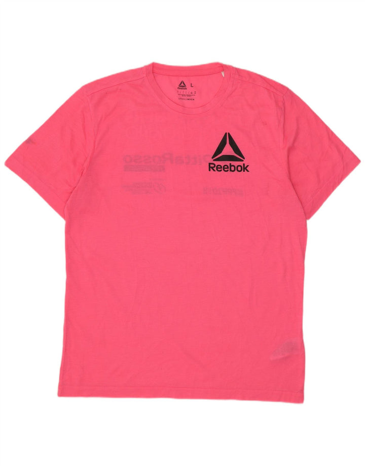 Reebok - Camiseta gráfica para hombre, talla grande, poliéster rosa