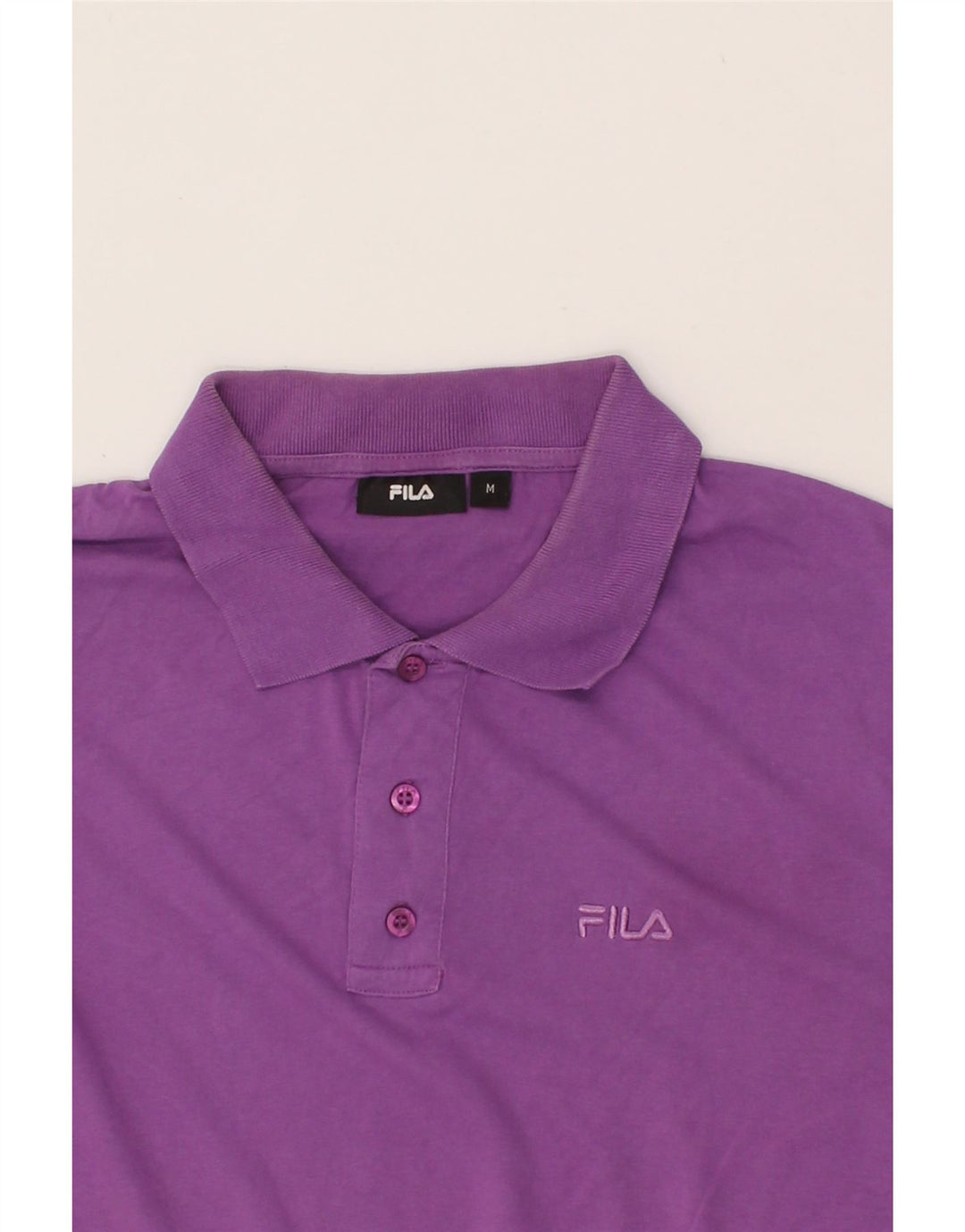 FILA Mens Long Sleeve Polo Shirt Medium Purple Cotton Vintage Fila and Second-Hand Fila from Messina Hembry 
