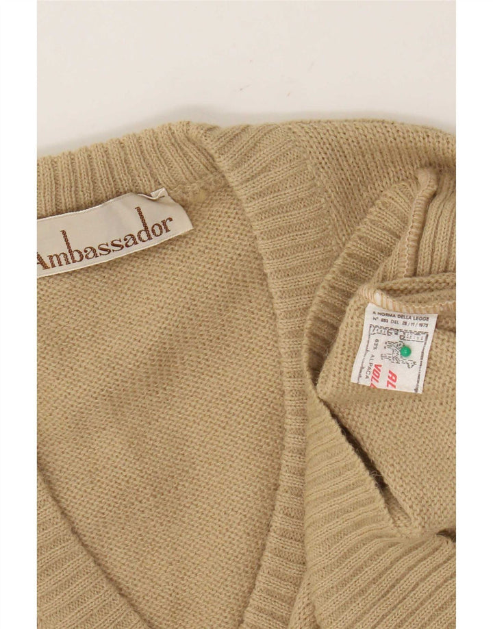 Ambassador Hombre Jersey Con Cuello En V De Lana De Alpaca Beige Medio