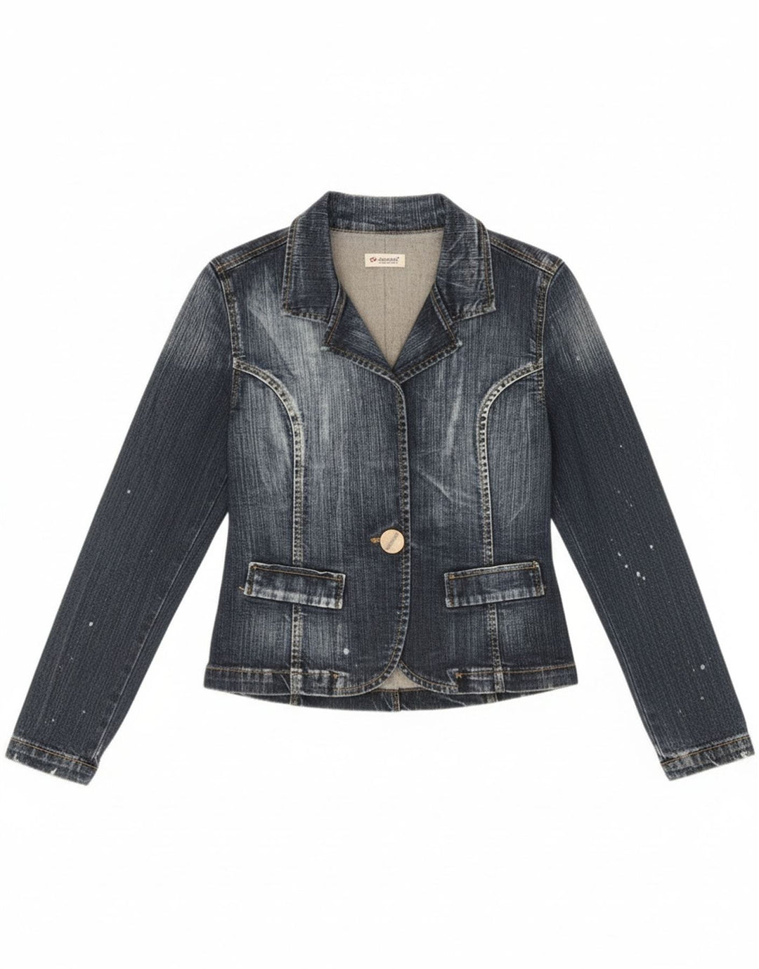 Vitamina Chaqueta tipo blazer vaquera con 1 botón para mujer UK 44 Algodón azul medio