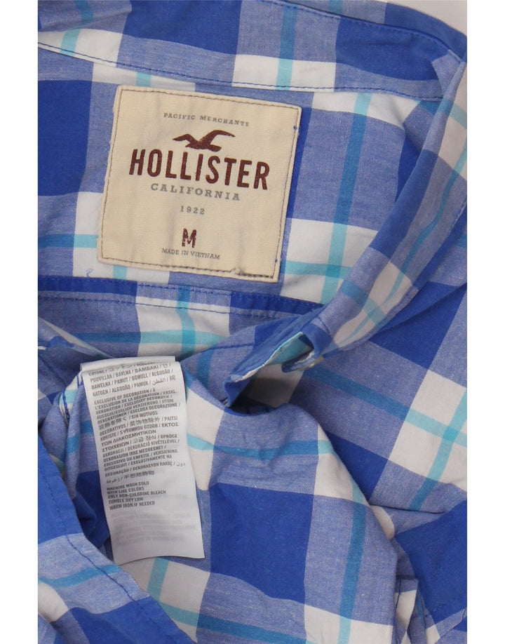 Camisa Hollister Hombre Algodón A Cuadros Azul Medio