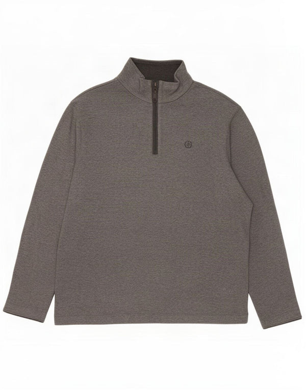 Marks & Spencer Hombre Azul Harbor Zip Neck Sudadera Jumper XL Gris