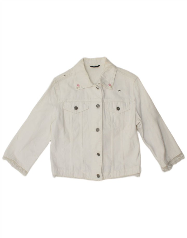 Sisley Chaqueta vaquera de manga 3/4 para mujer UK 4 XS Blanco