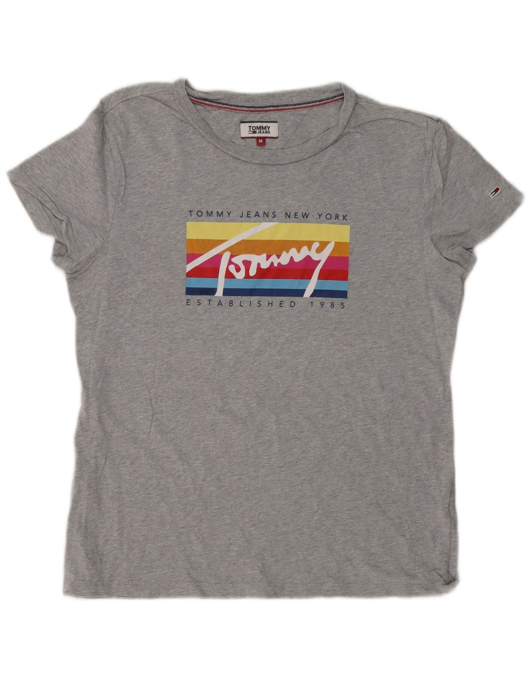 Tommy Hilfiger Camiseta gráfica para mujer Top UK 44 Gris medio