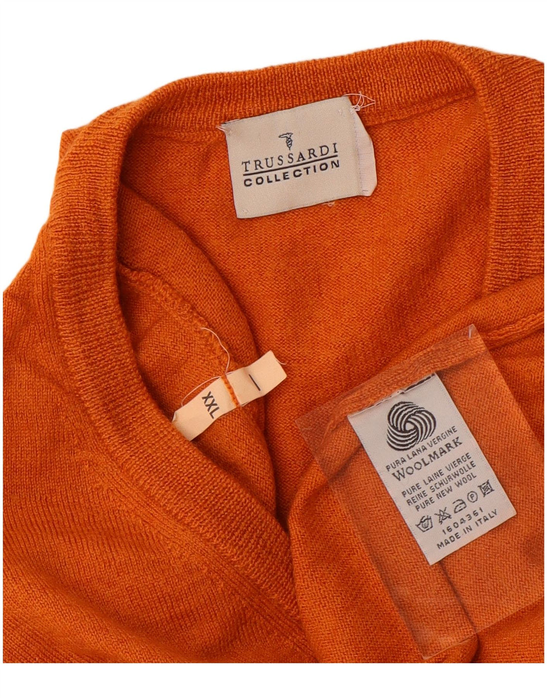 TRUSSARDI Jersey con cuello en V para mujer UK 20 2XL Lana naranja