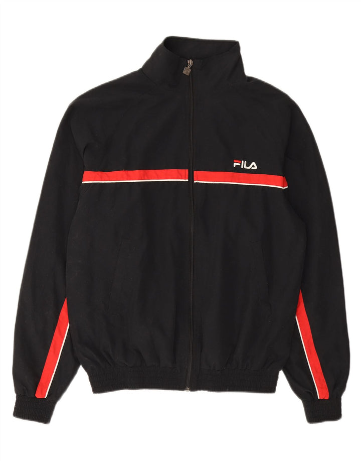 FILA Mens Tracksuit Top Jacket Small Black Colourblock Polyester Vintage Fila and Second-Hand Fila from Messina Hembry 