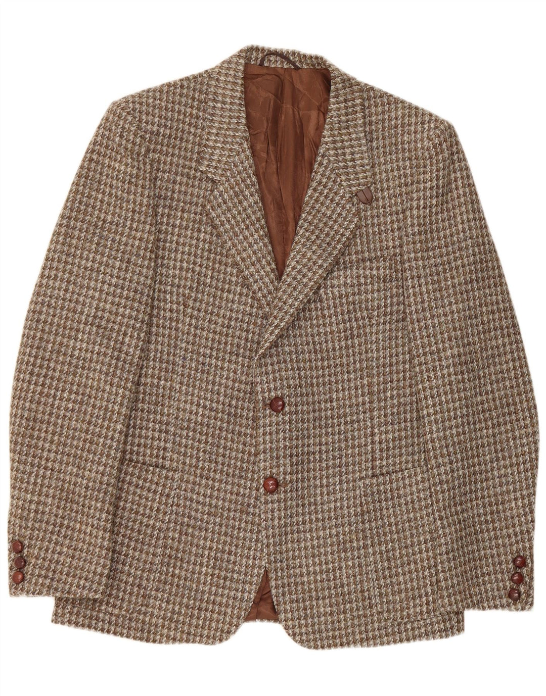 Harris Tweed Chaqueta tipo blazer de 2 botones para hombre UK 42 XL Marrón Pata de gallo