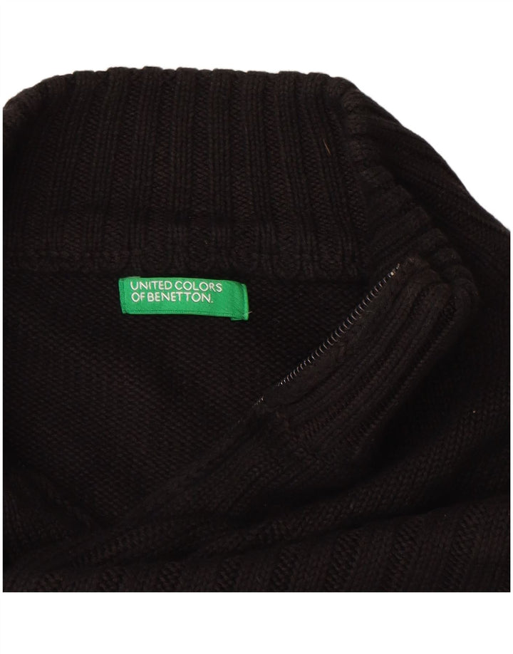 BENETTON Suéter tipo cárdigan para mujer UK 46 Grande Algodón negro