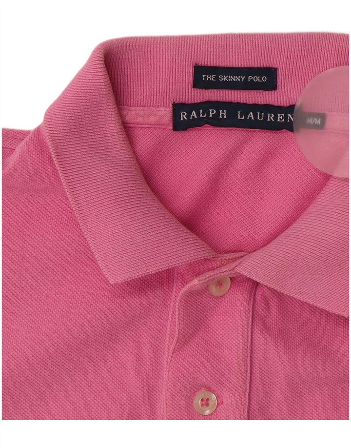 RALPH LAUREN Polo ajustado para mujer UK 12 Algodón rosa medio