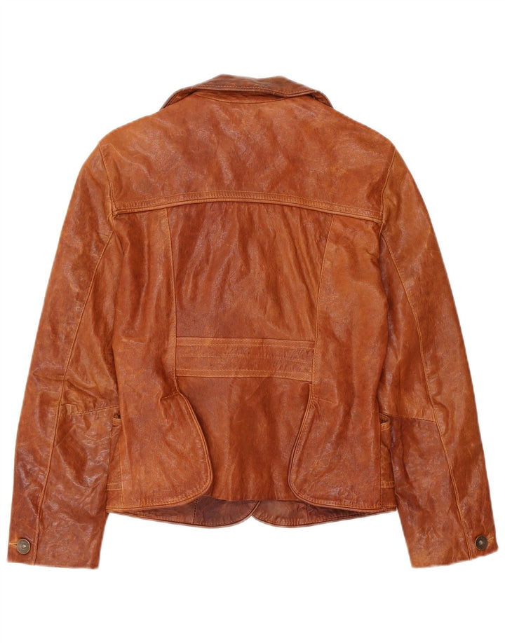 KOCCA Chaqueta de cuero para mujer UK 10 Small Brown Leather