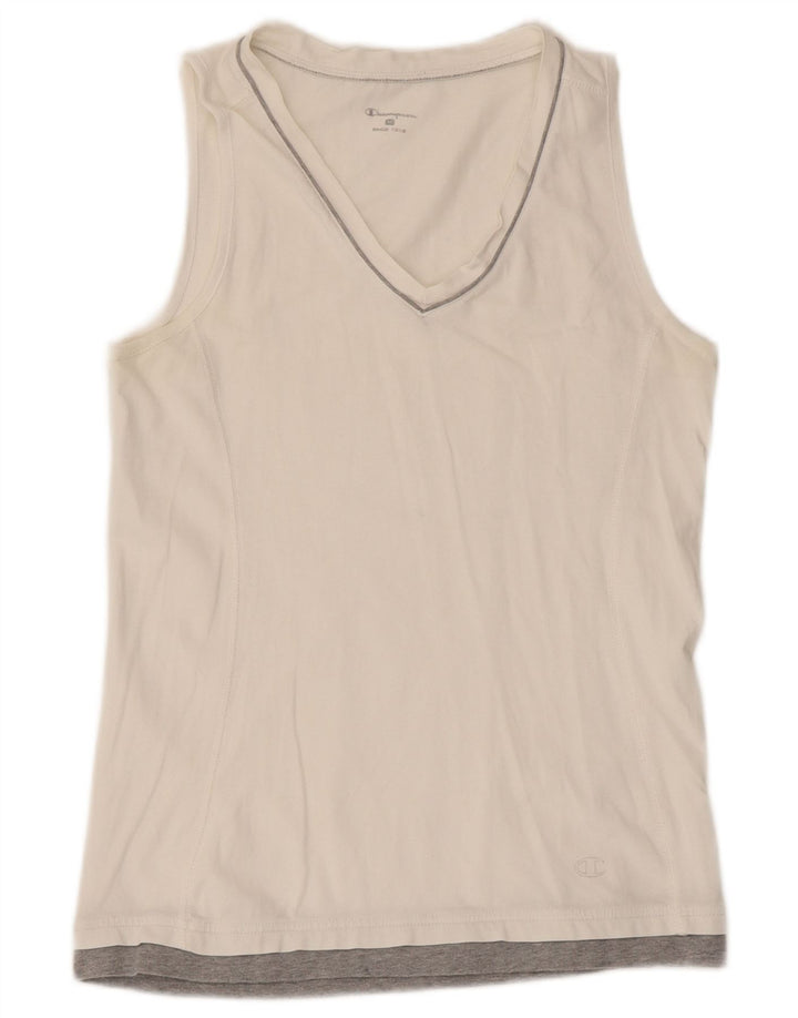 Champion Camiseta sin mangas para mujer UK 40 Medium White Colourblock