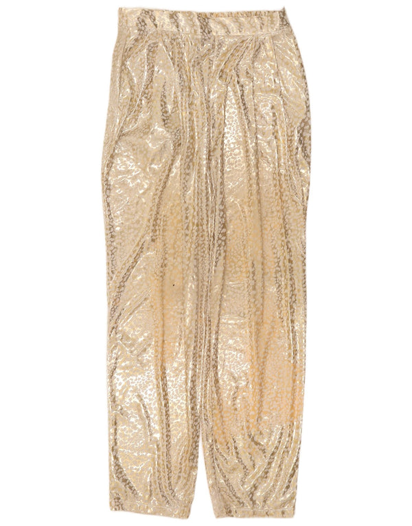 Vintage mujeres ver a través de pantalones chinos IT 46 Grande W34 L29 Oro Flecked