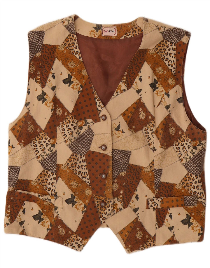 Chaleco Niña Vintage 15-16 Años Triacetato Patchwork Marrón